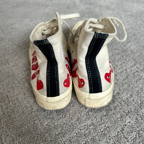 Converse x COMME des GARCONS PLAY Chuck 70 Hi Top 'Multi Heart, size W8/M6 - Picture 8 of 13